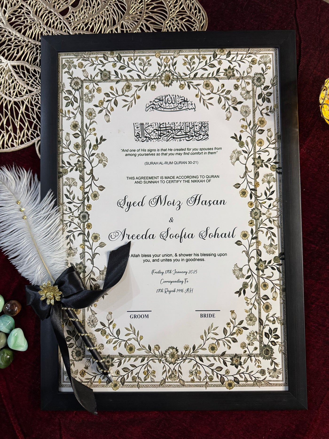 Artistic Flowers Nikah Frame Deal