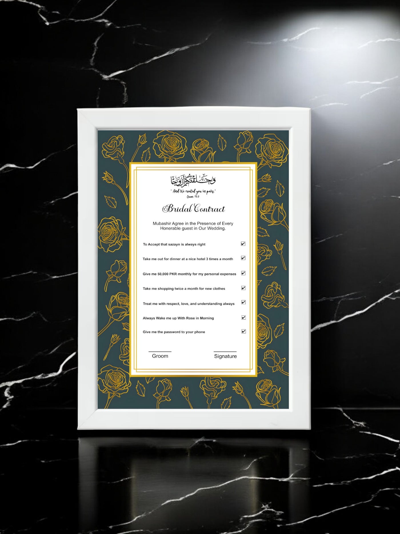 Bridal Contract Checkbox