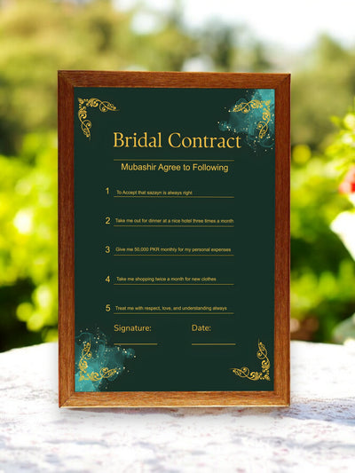 Bridal Contract Green Scroll