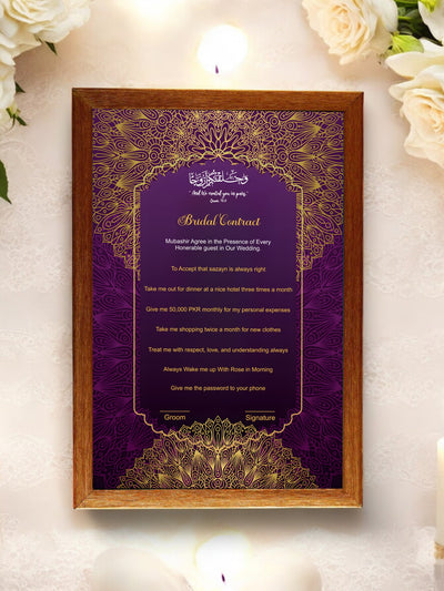 Bridal Contract Purple Scroll