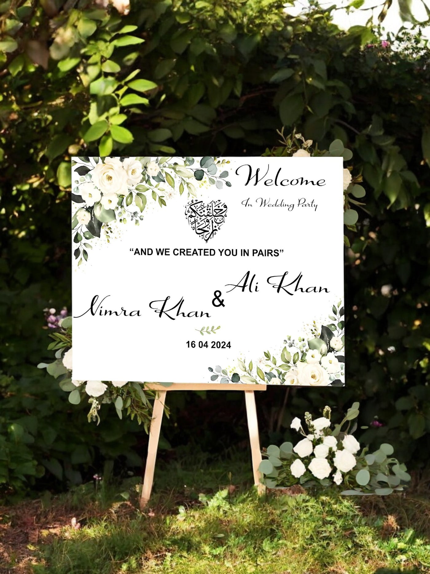 Lovely Floral Wedding Welcome Board