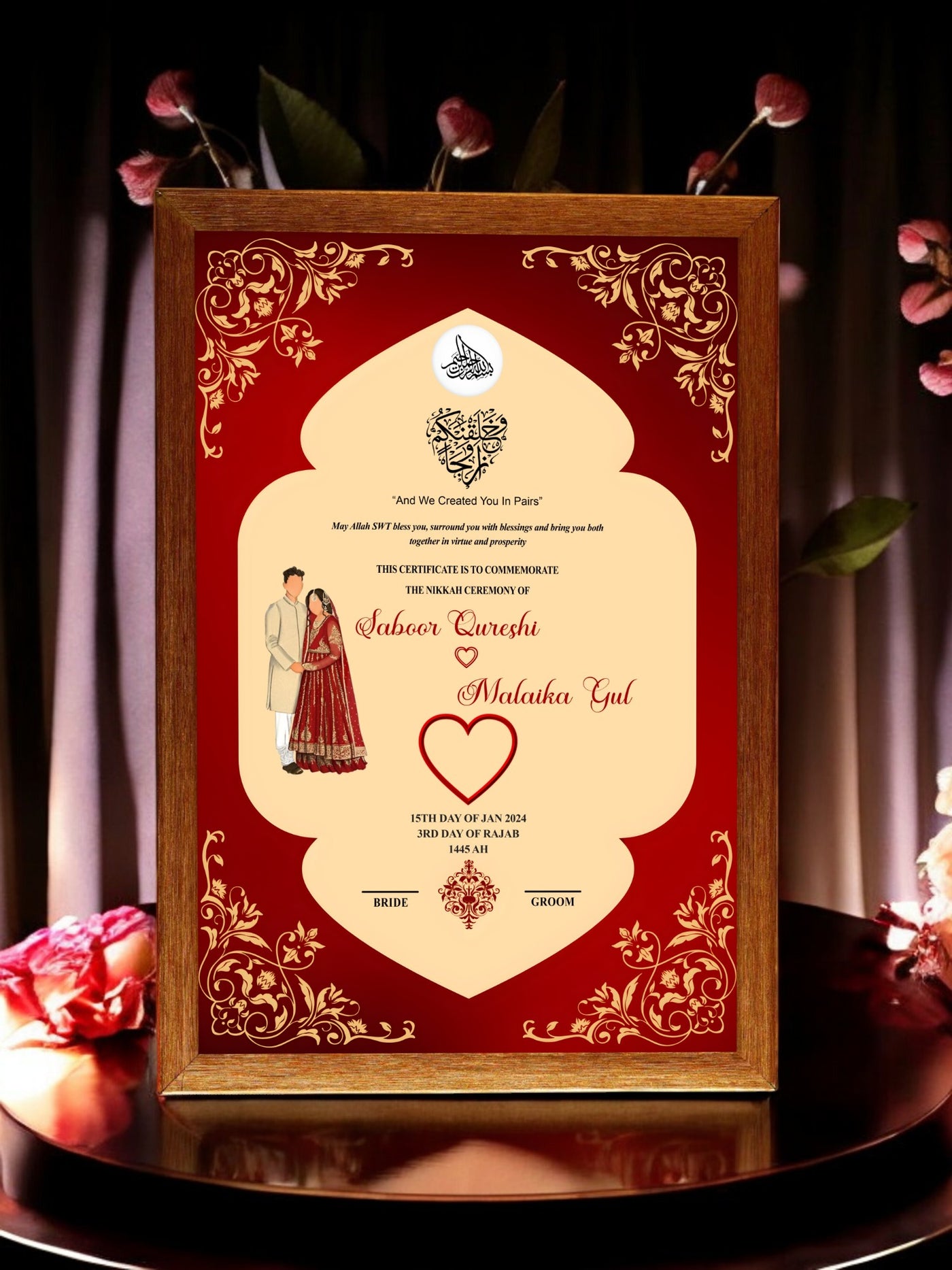 Lovely Valentine Day Nikah Frame