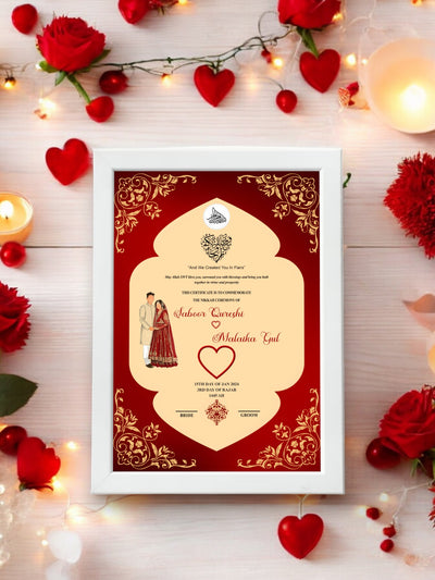 Lovely Valentine Day Nikah Frame White