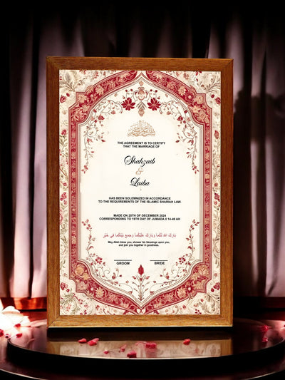 Red Valentine Day Nikah Frame Brown