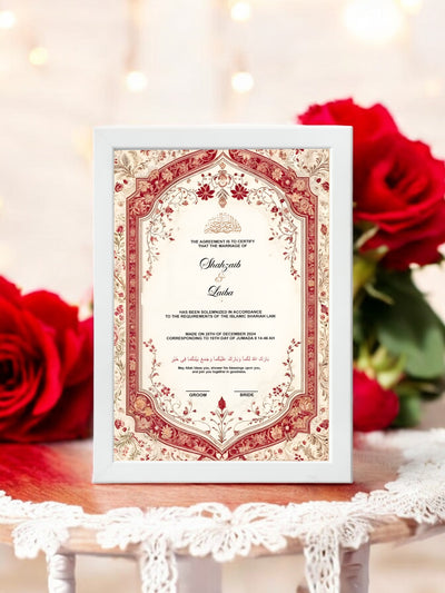 Red Valentine Day Nikah Frame White